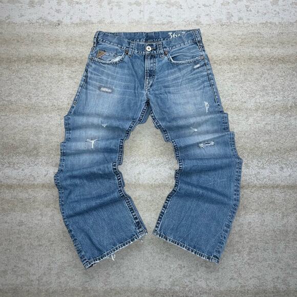 Vintage Y2K Skater Wide Leg Jeans 36x36 Flared Bell Bottoms Silver Medium Wash - Picture 2 of 6